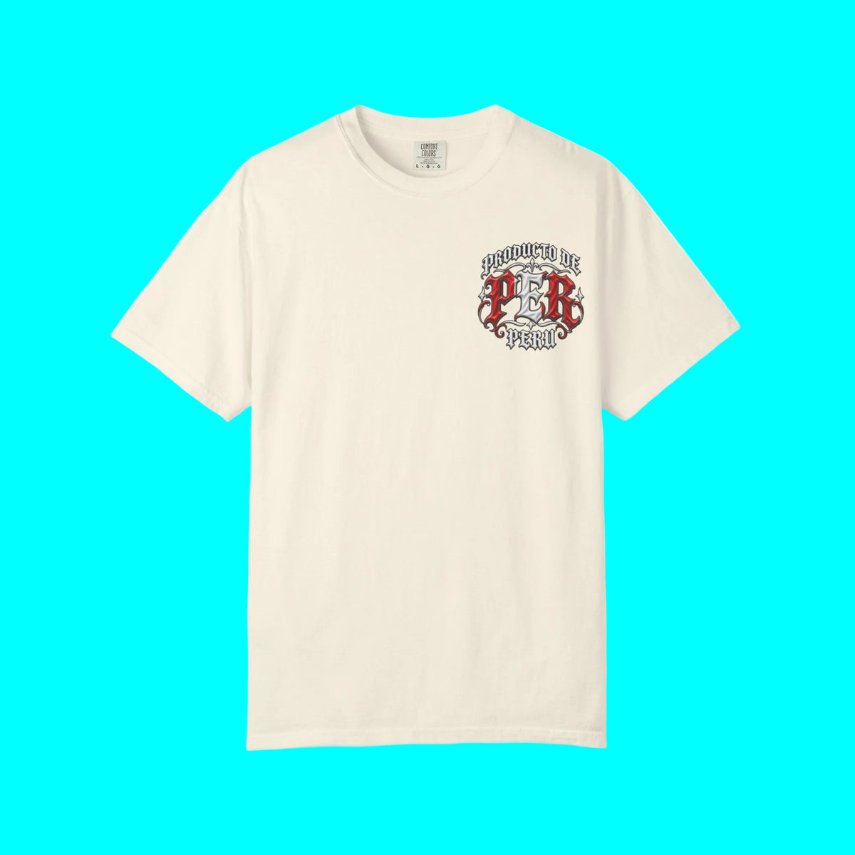 Producto De Peru Heritage T-shirt | Old English Style, PER Peruvian Culture | Heavyweight Cotton