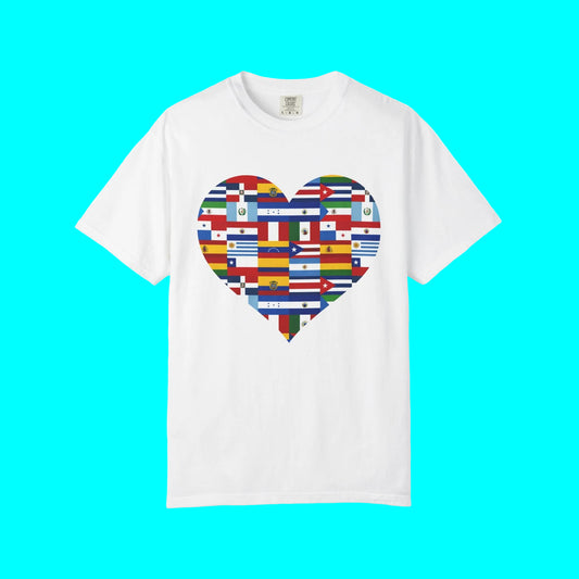 Hispanic / Latino Heritage Countries Heart T-shirt | Spanish Speaking Country Flags | Viral Latino Tees | Unisex
