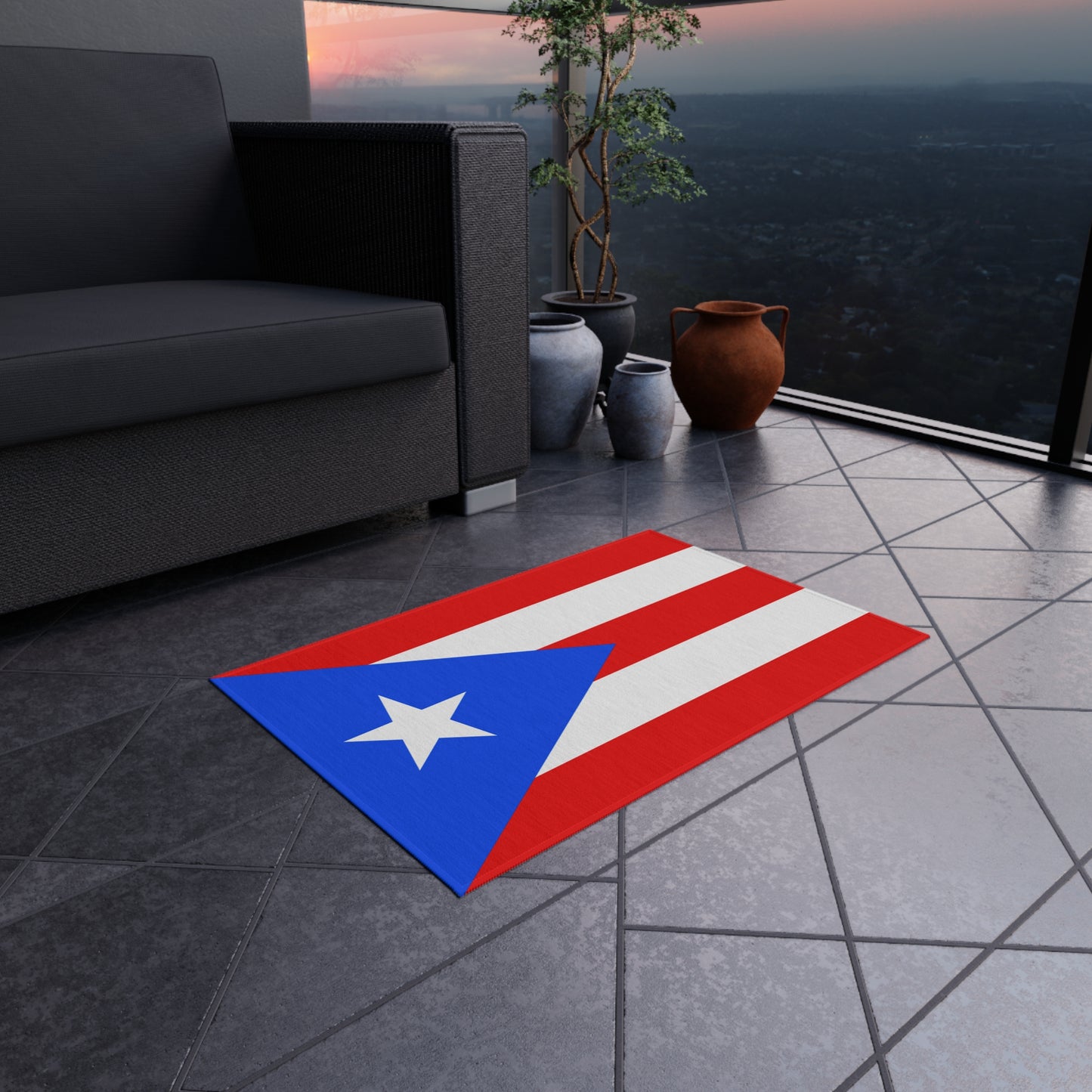 Flag Of Puerto Rico Outdoor Non-Slip Door Mat | Copa America | 24"x36"