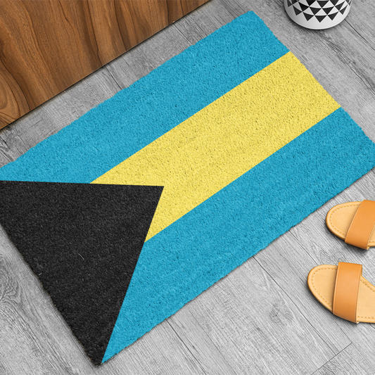 Flag Of Bahamas Outdoor Non-Slip Door Mat | Nassau | Bahamian Freeport | 24"x36"