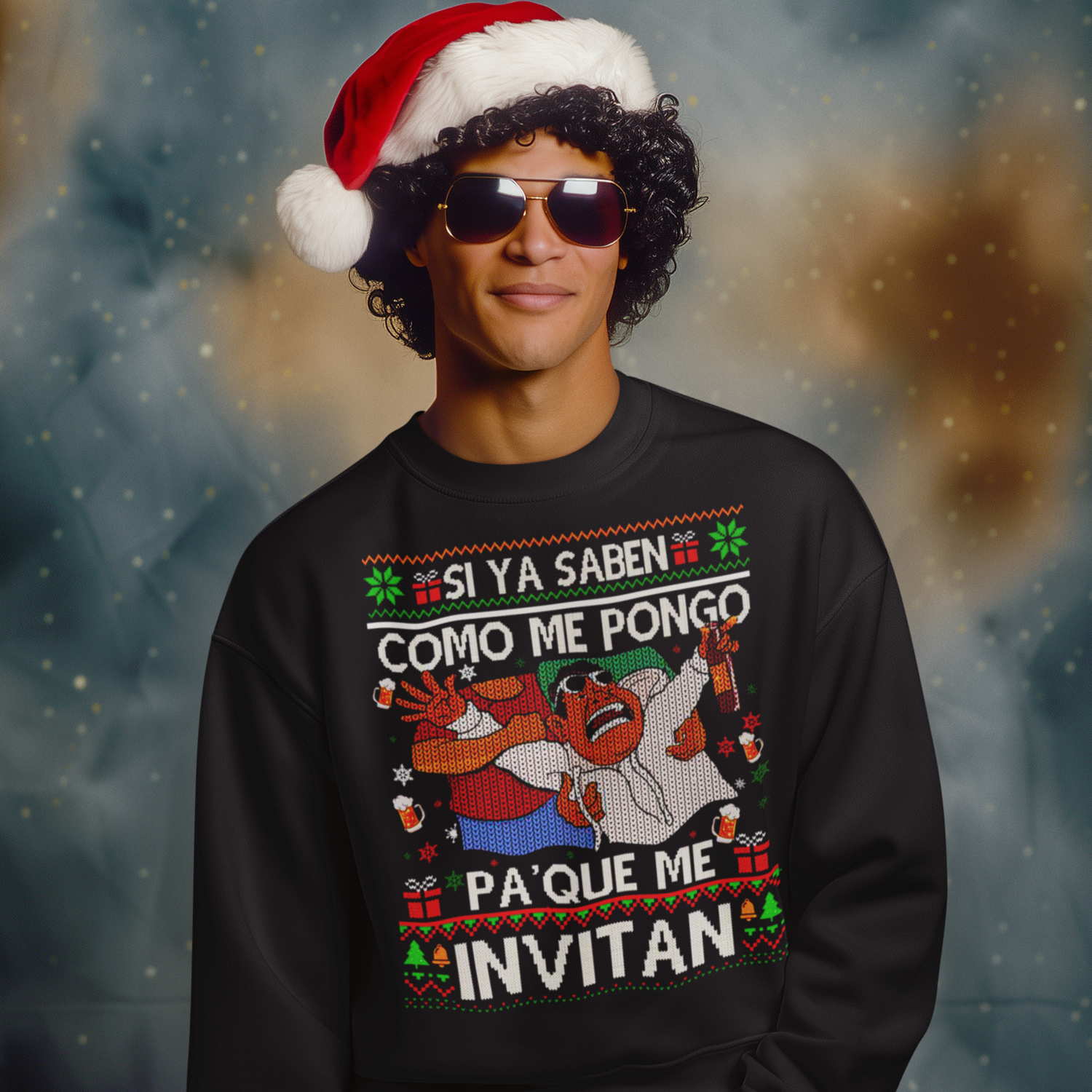 Si Ya Saben Como Me Pongo Pa Que Me Invitan Ugly Christmas Sweater | Crewneck Comfy Sweatshirt | Funny Latino Christmas Xmas | 4 Colors - Latinos 4 The World
