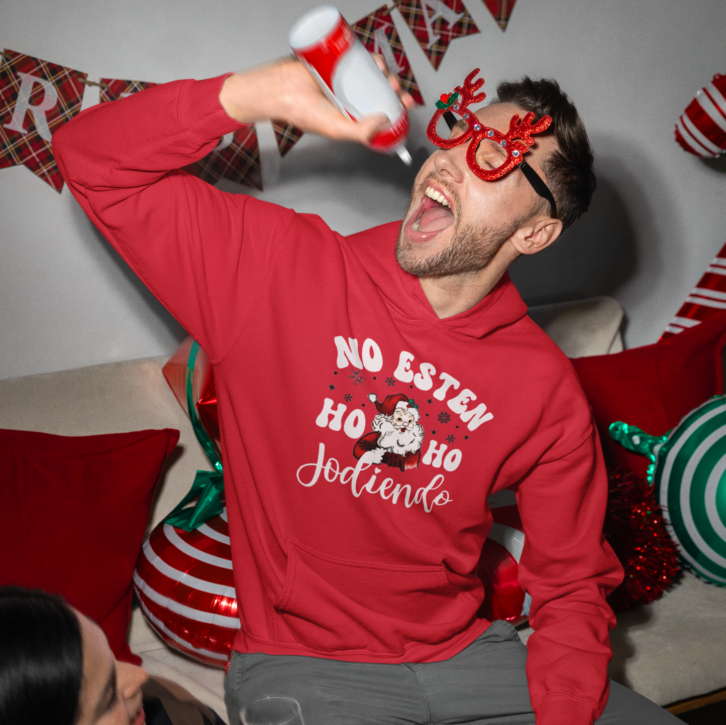 No Esten Ho Ho Jodiendo Santa Claus Comfy Christmas Hoodie | Latino | 3 COLORS