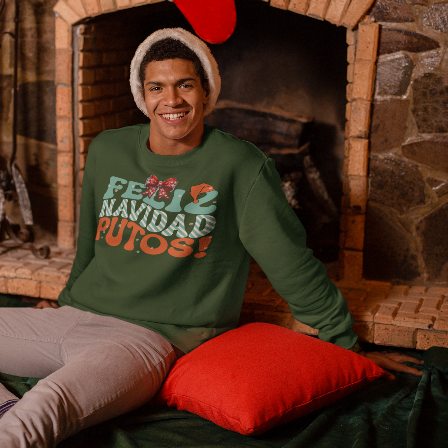 Feliz Navidad Putos! Christmas Comfy Crewneck Sweater | Latino Holiday 3 Colors