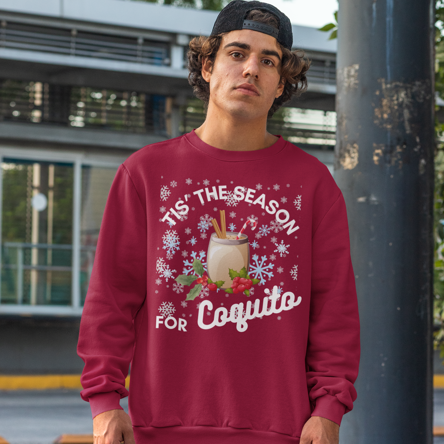 Tis The Season For Coquito Navidad Boricua Christmas Crewneck Sweater | 3 Colors