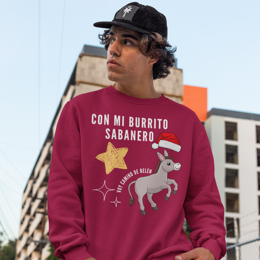 Con Mi Burrito Sabanero Voy Camino De Belen Navidad Christmas Sweater | 3 Colors