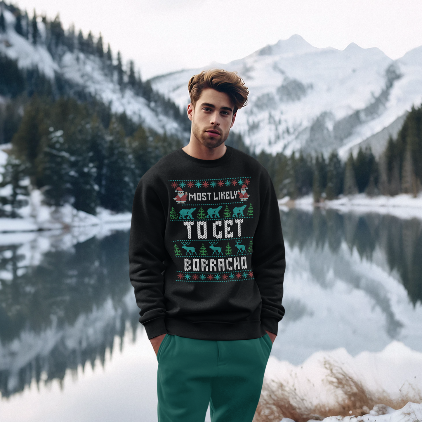 Most Likely To Get Borracho Ugly Christmas Crewneck Sweater | Latino | 3 Colors