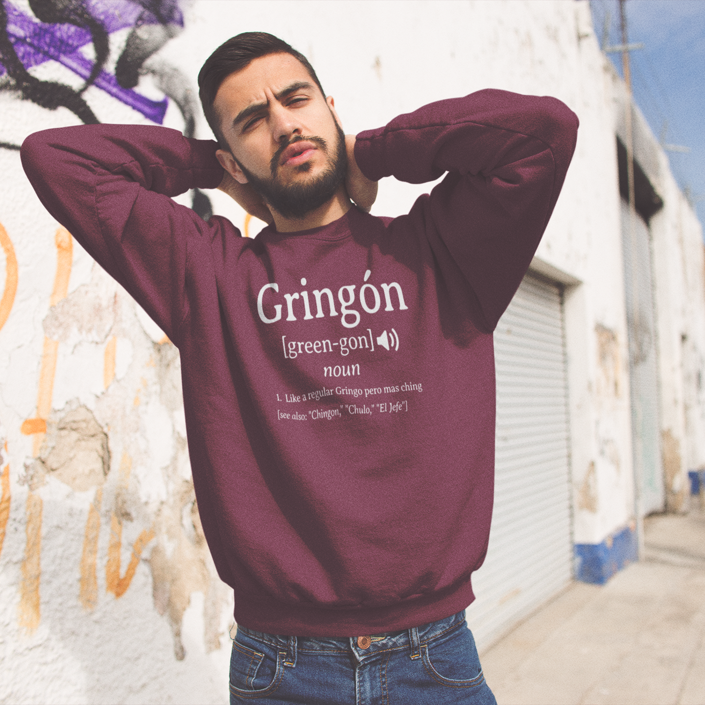 Gringon Fleece-Lined Crewneck Sweater | For the Gringos Mas Chingon Joke Latinos | 3 Colors