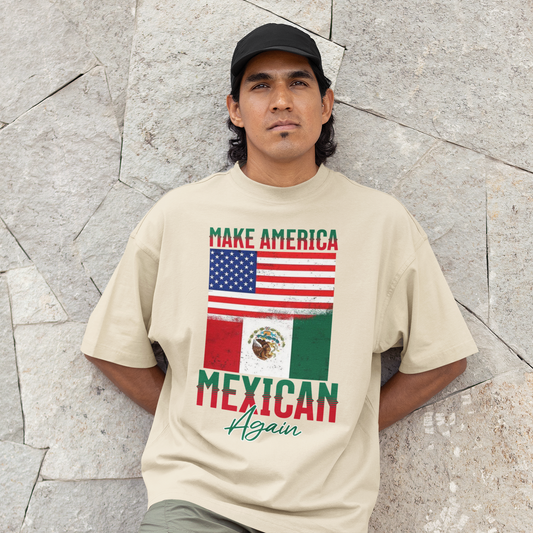 Make America Mexican Again T-shirt | Mexico + USA Flags Viral Latino Tees | 3 Colors