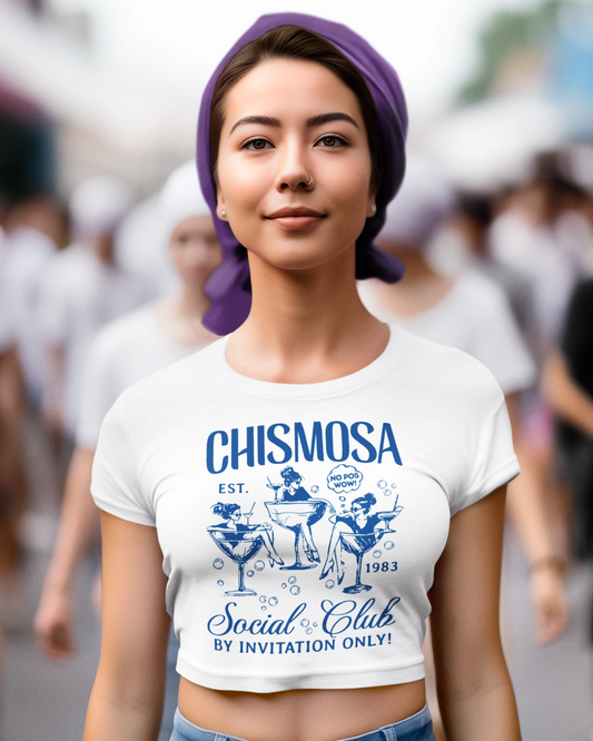 Chismosa Social Club Fitted Crop Top | No Pos Wow! By Invitation Only! Funny Latino | 3 Colors