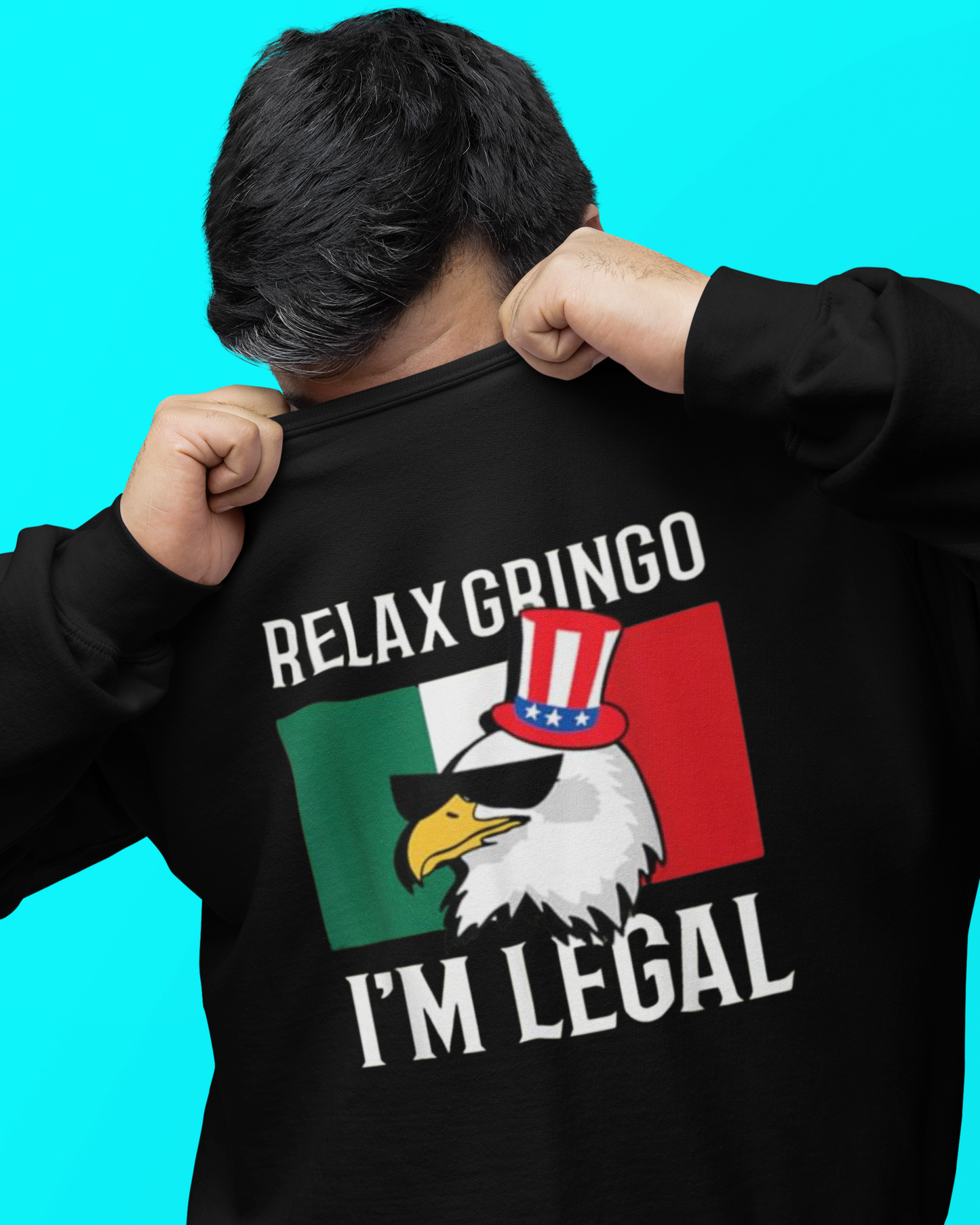 Relax Gringo, I'm Legal Fleece-Lined Crewneck Sweater | Mexico + USA Funny Viral Latino | 3 Colors