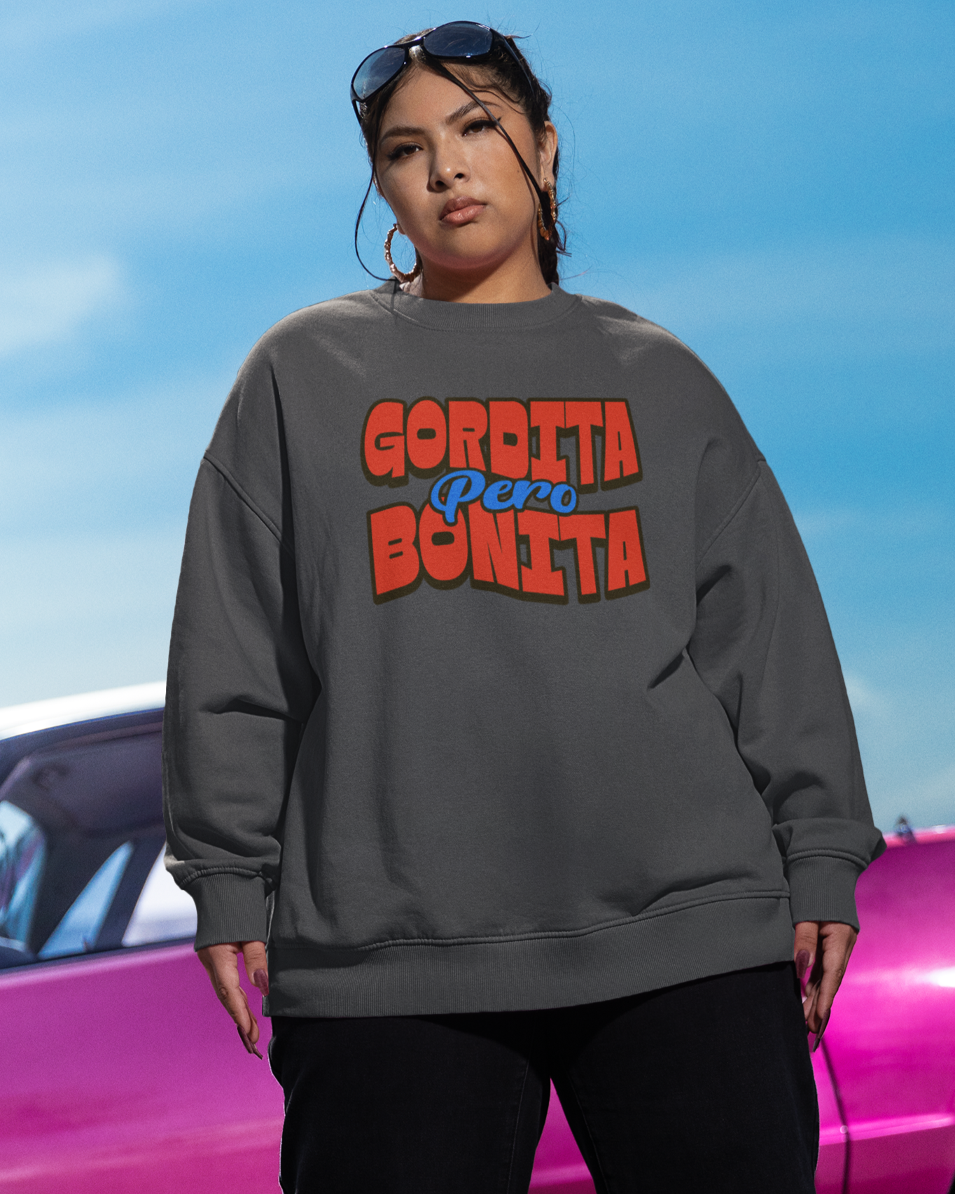 Gordita Pero Bonita Cozy Crewneck Sweater | Funny Viral Latino Meme | 3 Colors