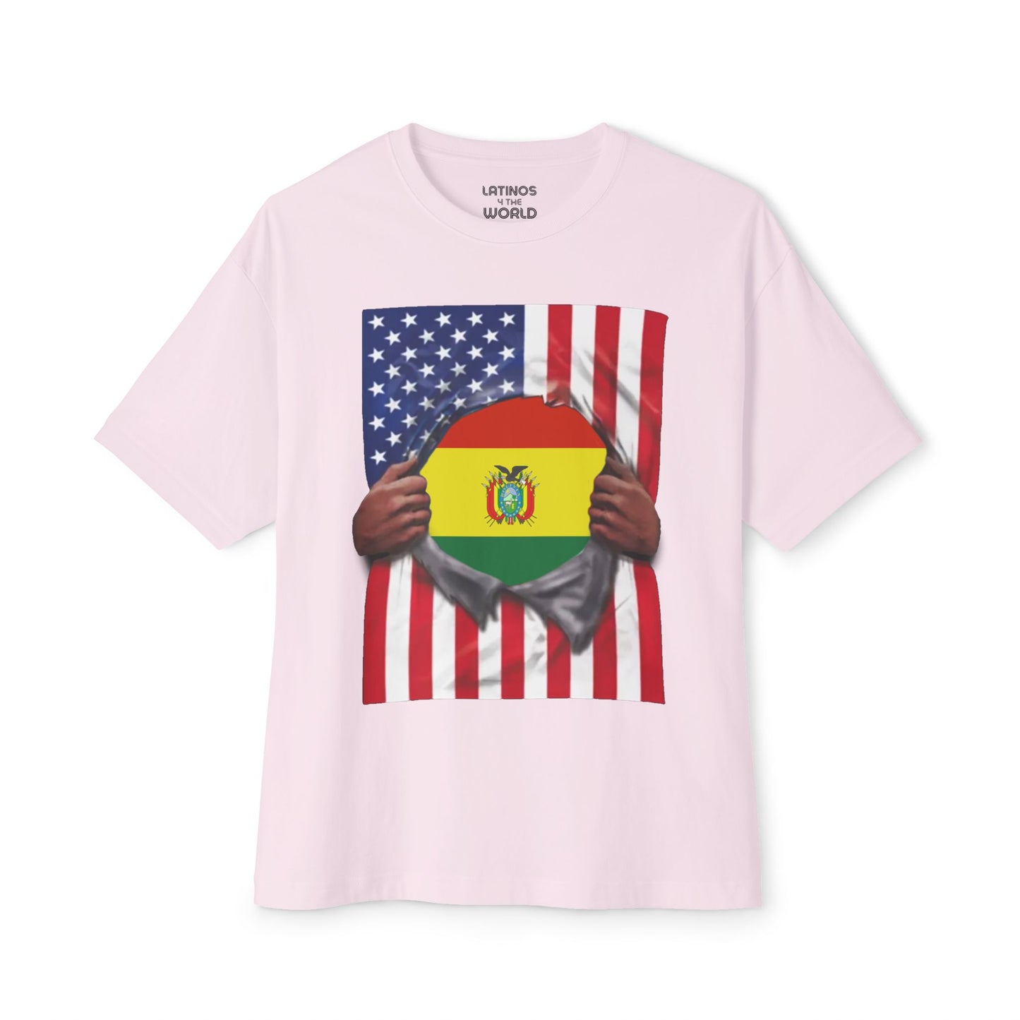 Bolivia Flag + USA Flag Pride T-shirt | Bolivian + American Flag Rip 4th Of July | Funny Viral Latino Tees | Unisex - 4 Colors