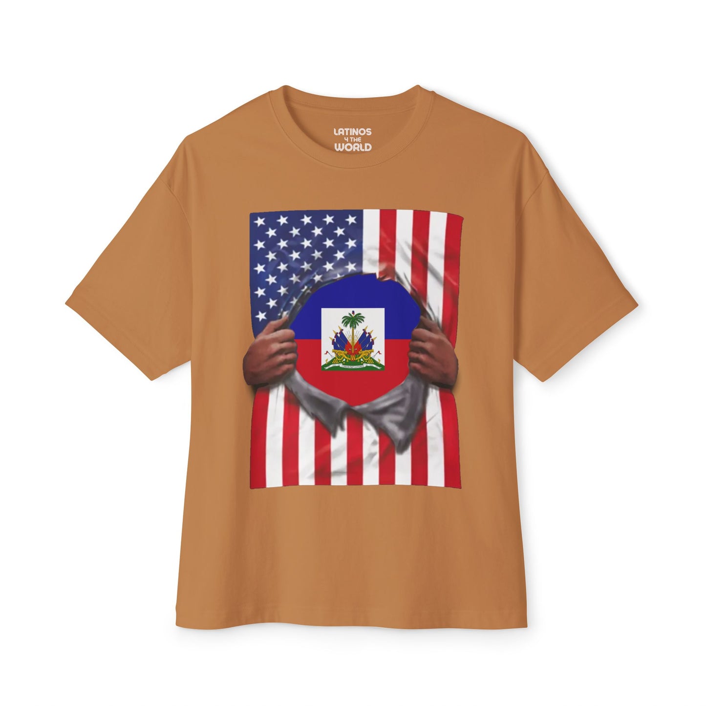 Haiti Flag + USA Flag Pride T-shirt | Haitian + American Flag Rip 4th Of July | Funny Viral Latino Tees | Unisex - 4 Colors