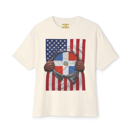 Dominican Republic Flag + USA Flag Pride T-shirt | Dominican + American Pride 4th Of July | Funny Viral Latino Tees | Unisex - 4 Colors