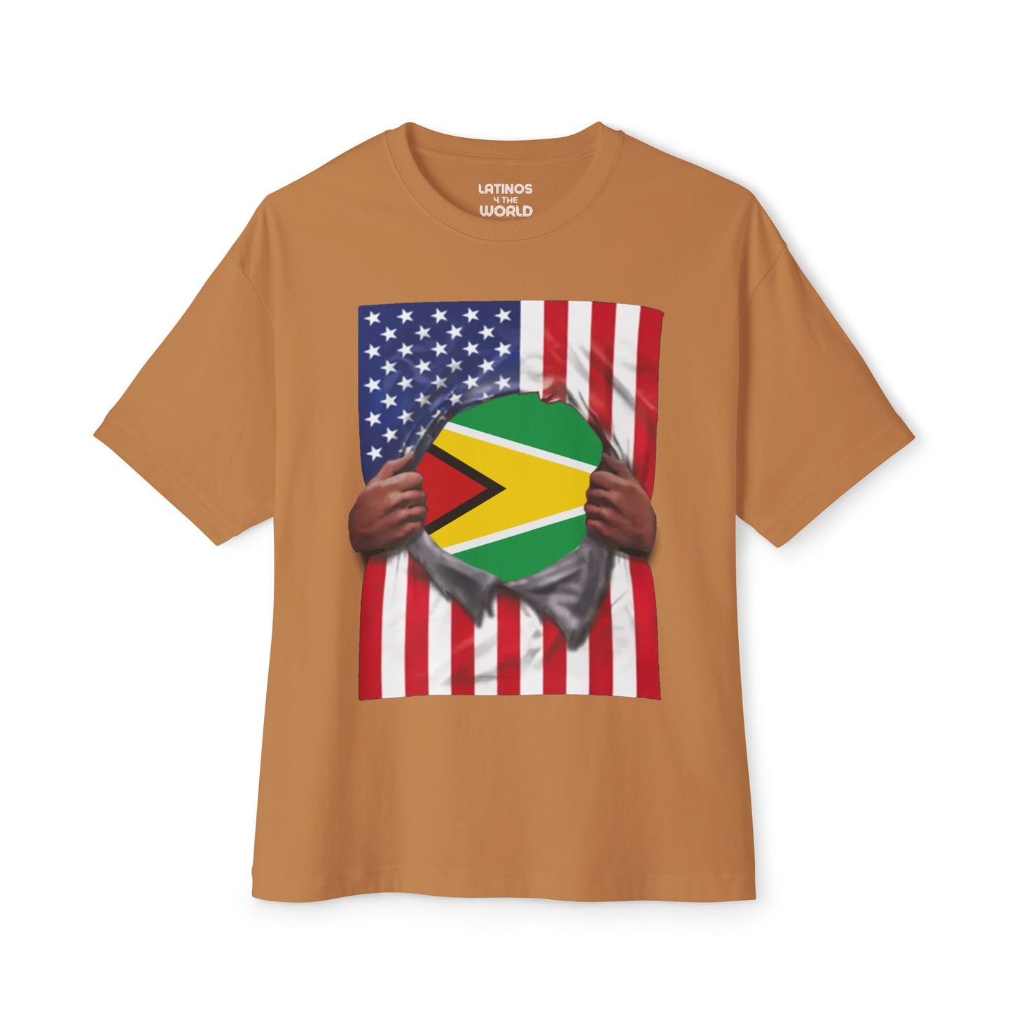 Guyana Flag + USA Flag Pride T-shirt | Guyanese + American Flag Rip 4th Of July | Funny Viral Latino Tees | Unisex - 4 Colors