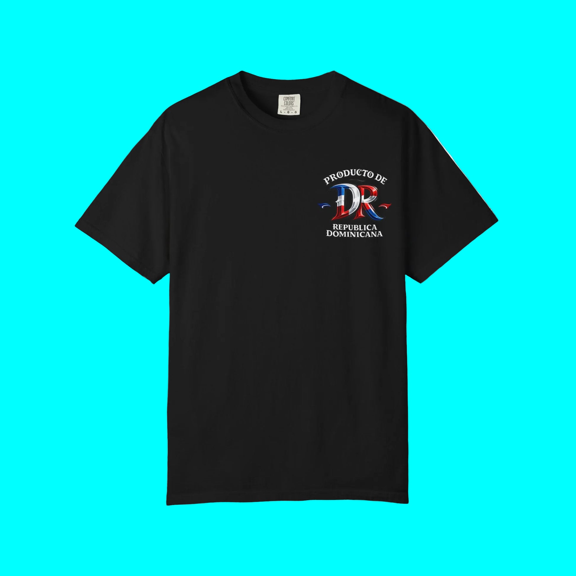 Black t-shirt with a circular logo featuring a bear on a white background