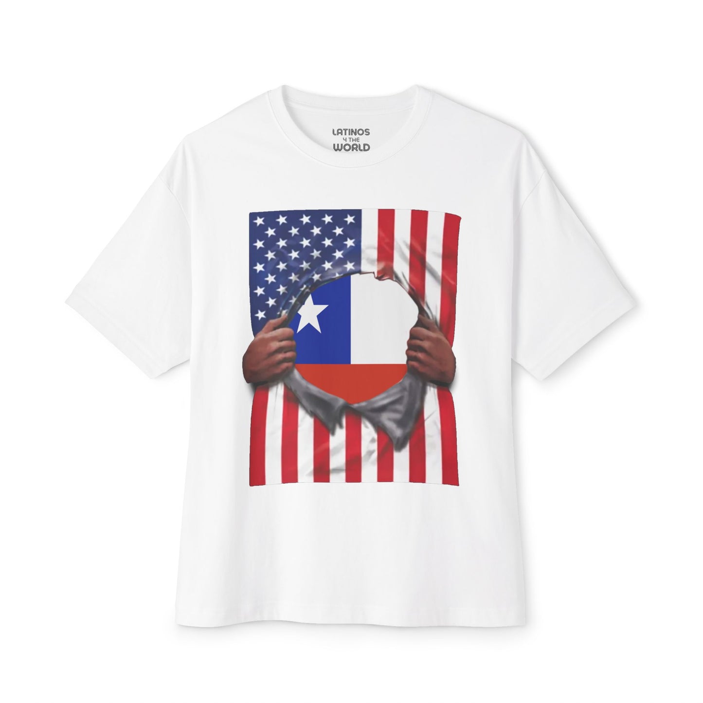 Chile Flag + USA Flag Pride T-shirt | Chilean + American Flag Rip 4th Of July | Funny Viral Latino Tees | Unisex - 4 Colors