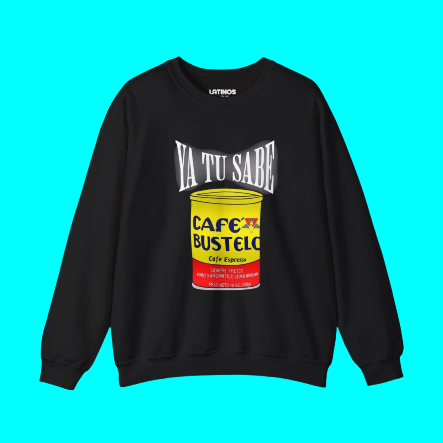 Ya Tu Sabe Cafecito Cafe Bustelo Animated Fleece-Lined Crewneck Sweater | Latino Pride Funny Viral Tees | 3 Colors