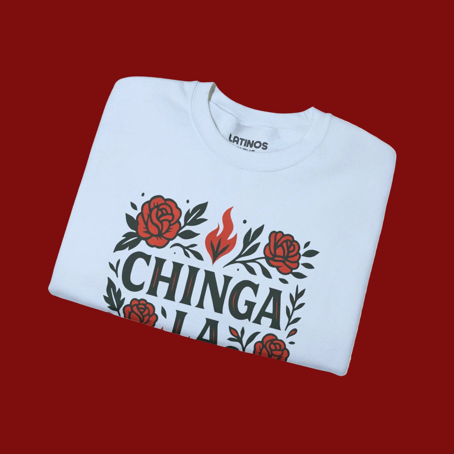 La Resistencia Double Sided Comfy Fleece-Lined Crewneck Sweatshirt | Chinga La Migra Protest Immigration Abolish Ice Justice | Latino Pride