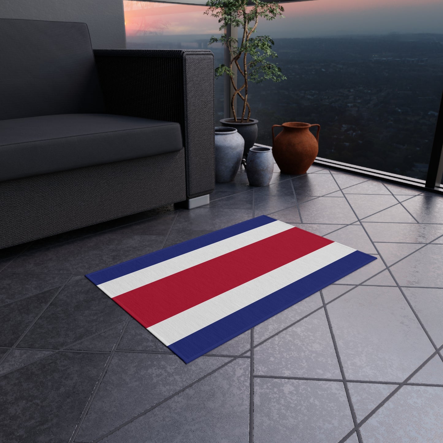 Flag Of Costa Rica Outdoor Non-Slip Door Mat | Copa America | 24"x36"