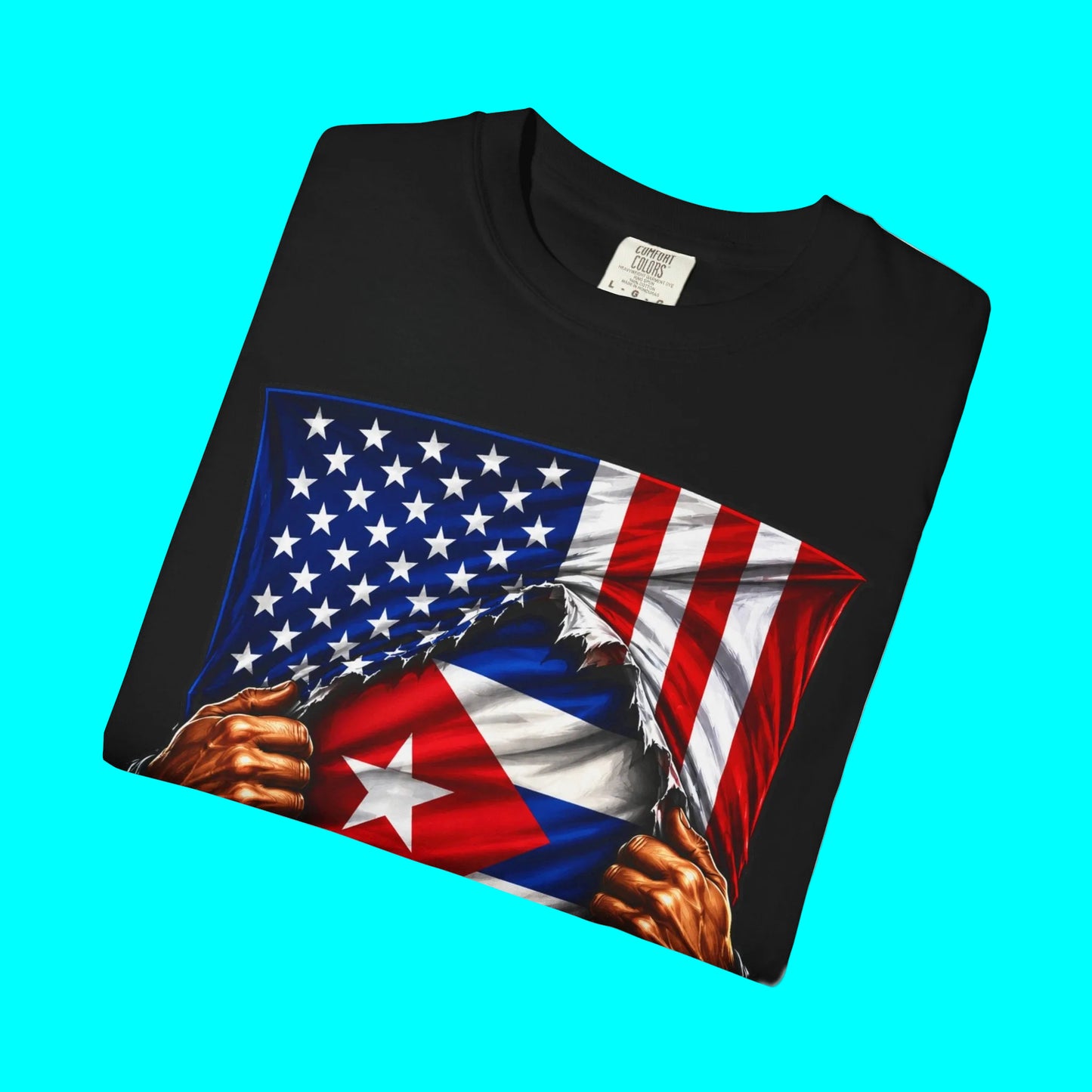 Cuba Flag + USA Flag Heritage T-shirt | Cuban + American Culture 4th Of July | Funny Viral Latino Tees | Heavyweight Cotton