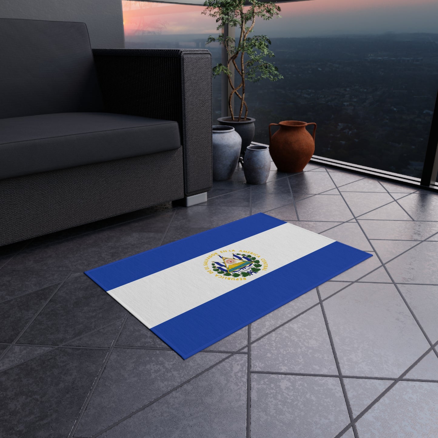 Flag Of El Salvador Outdoor Non-Slip Door Mat | San Salvador | Soyapango | Santa Ana | 24"x36"