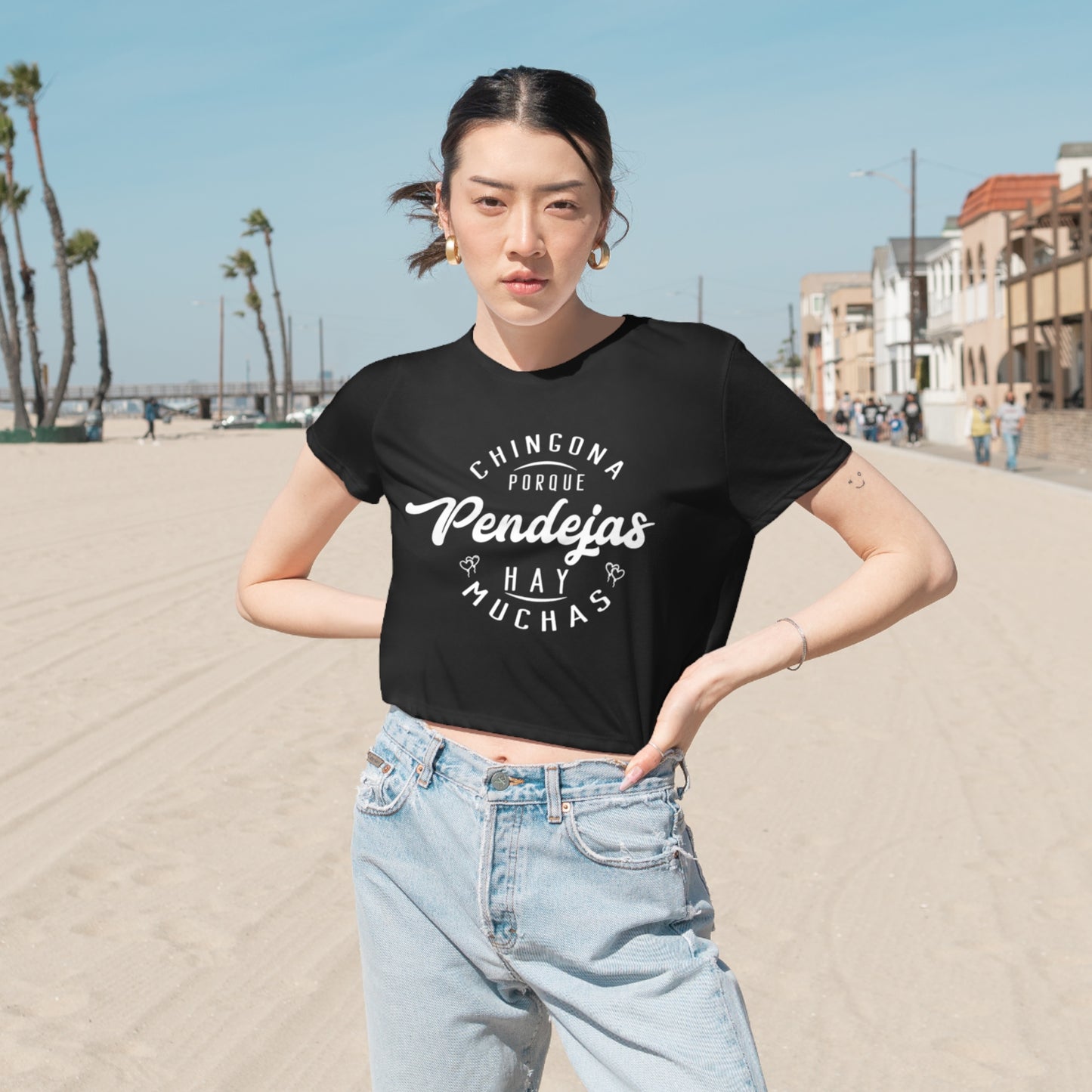 Chingona Porque Pendejas Hay Muchas | Women's Flowy Crop-Top | 3 Colors - Latinos 4 The World