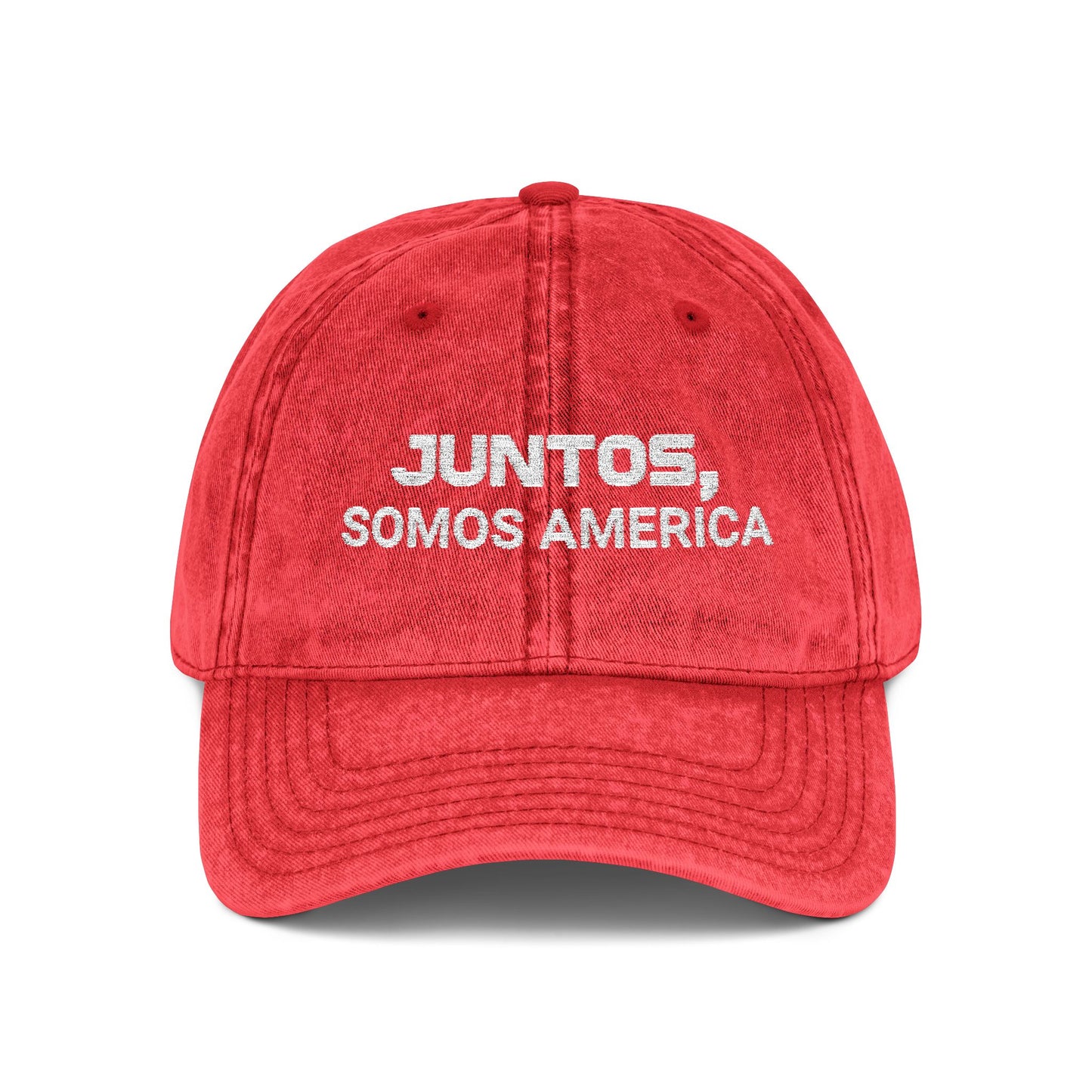 Juntos, Somos America Vintage Distressed 100% cotton twill Embroidered Dad Hat Cap | North, South, Central Unity | Adjustable Strap