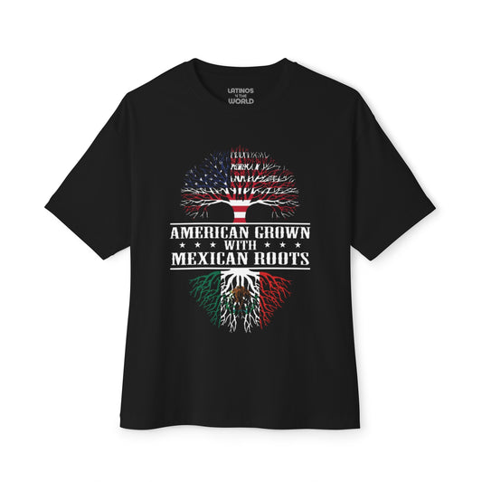 AMERICAN GROWN w/ MEXICAN ROOTS T-Shirt | USA Latino Vibes (Mexico) - July 4th | 2 Colors - Latinos 4 The World