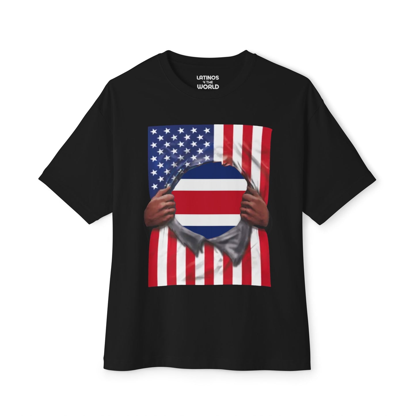 Costa Rica Flag + USA Flag Pride T-shirt | Costa Rican + American Flag Rip 4th Of July | Funny Viral Latino Tees | Unisex - 4 Colors