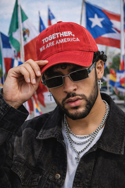 Together, We Are America Vintage Distressed 100% cotton twill Embroidered Dad Hat Cap | North, South, Central Unity | Adjustable Strap