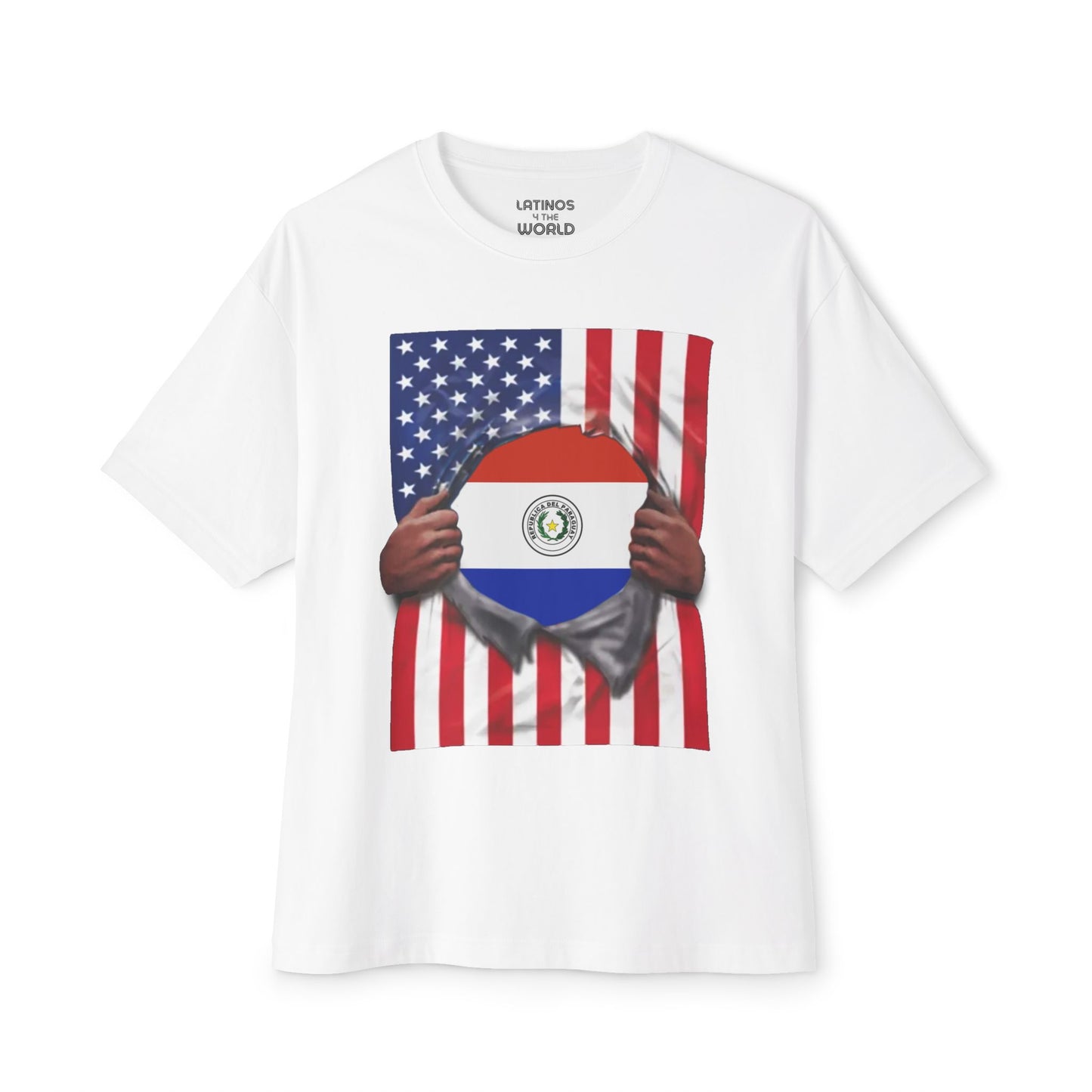 Paraguay Flag + USA Flag Pride T-shirt | Paraguayan + American Flag Rip 4th Of July | Funny Viral Latino Tees | Unisex - 4 Colors