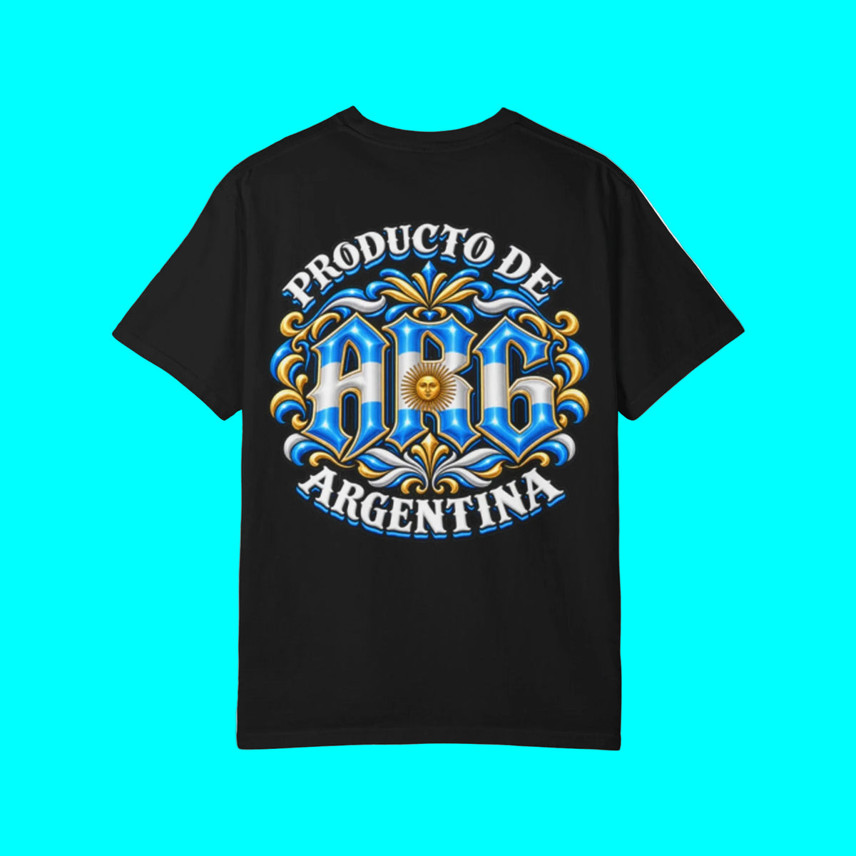 Producto De Argentina Heritage T-shirt | Old English Style, ARG Argentino Culture | Heavyweight Cotton