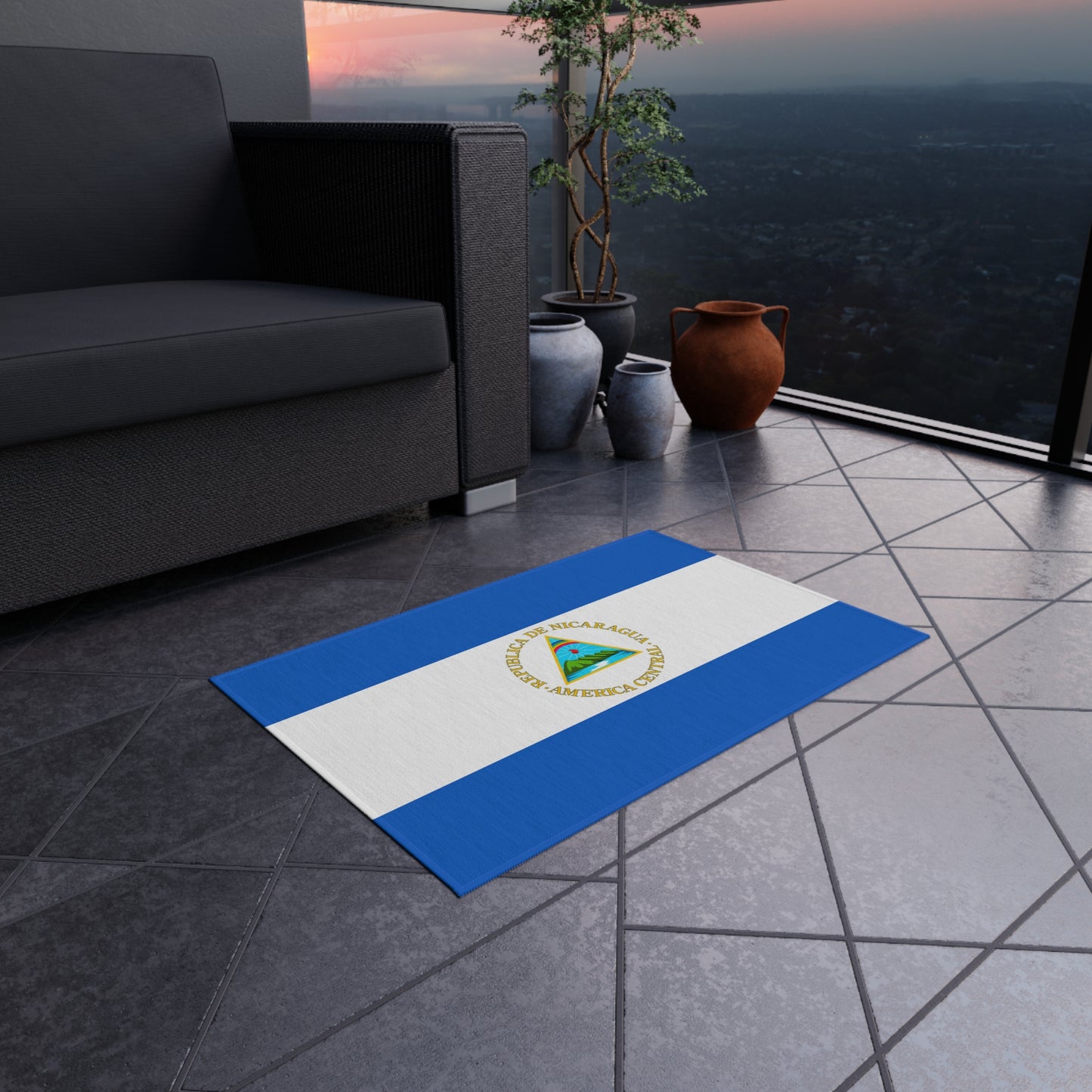 Flag Of Nicaragua Outdoor Non-Slip Door Mat | Managua | León | Tipitapa | Gift for Nicaraguans | 24"x36"