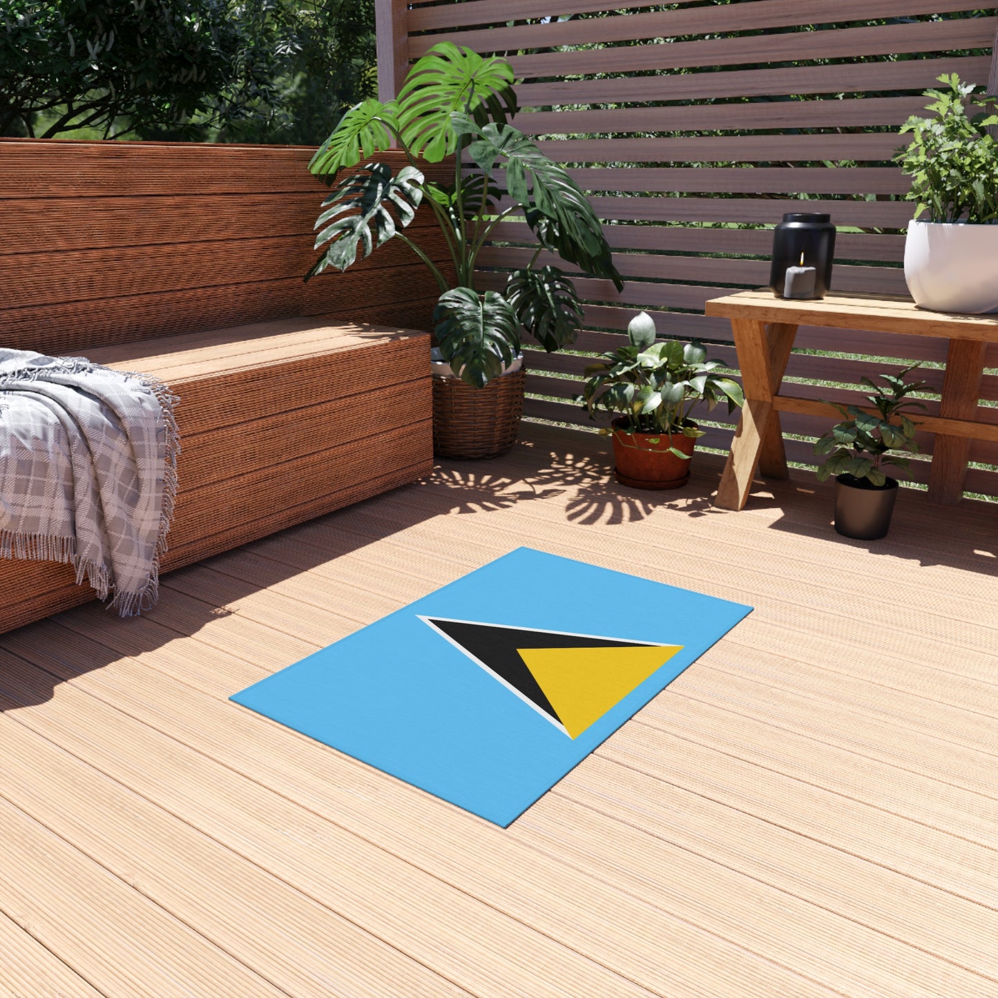 Flag Of Saint Lucia Outdoor Non-Slip Door Mat | St. Lucia Gros Islet | Castries | Dennery | 24"x36"