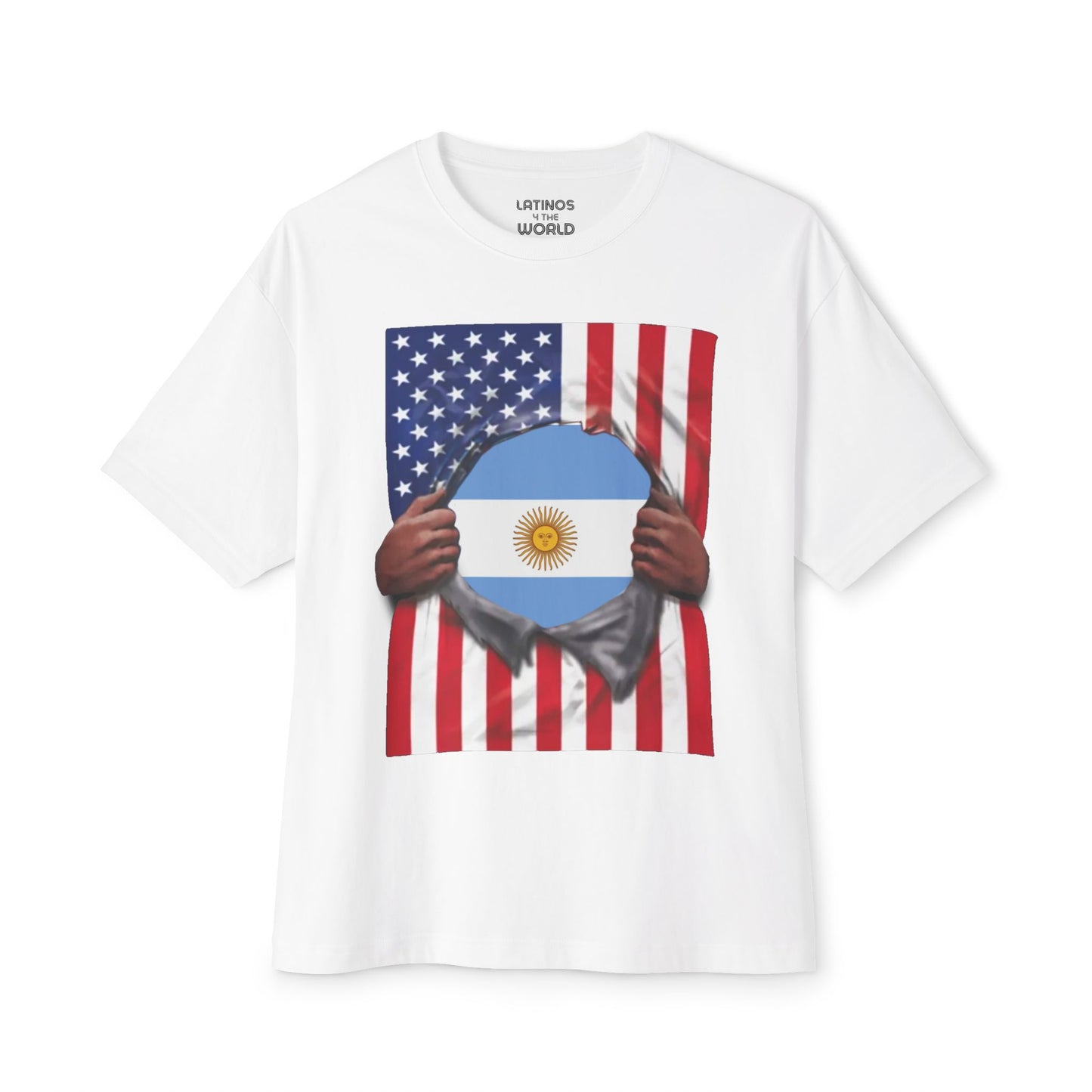 Argentina Flag + USA Flag Pride T-shirt | Argentina + American Flag Rip 4th Of July | Funny Viral Latino Tees | Unisex - 4 Colors