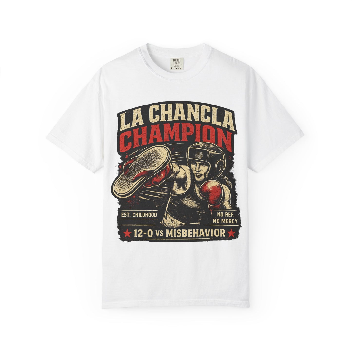 LA CHANCLA CHAMPION Boxing Chancleta T-shirt | Dia De La Madre, Mother's Day | Funny Latino Pride | Heavyweight Cotton