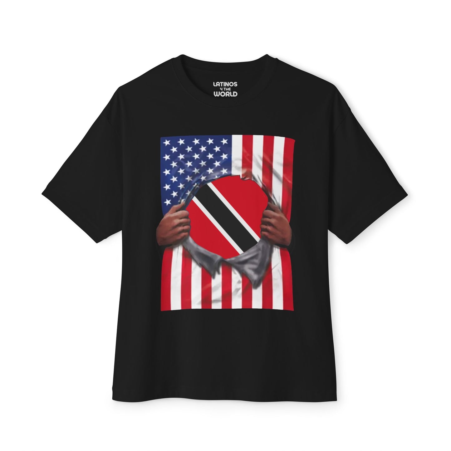 Trinidad and Tobago Flag + USA Flag Pride T-shirt | Trinidadian + American Flag Rip 4th Of July | Funny Viral Latino Tees | Unisex - 4 Colors