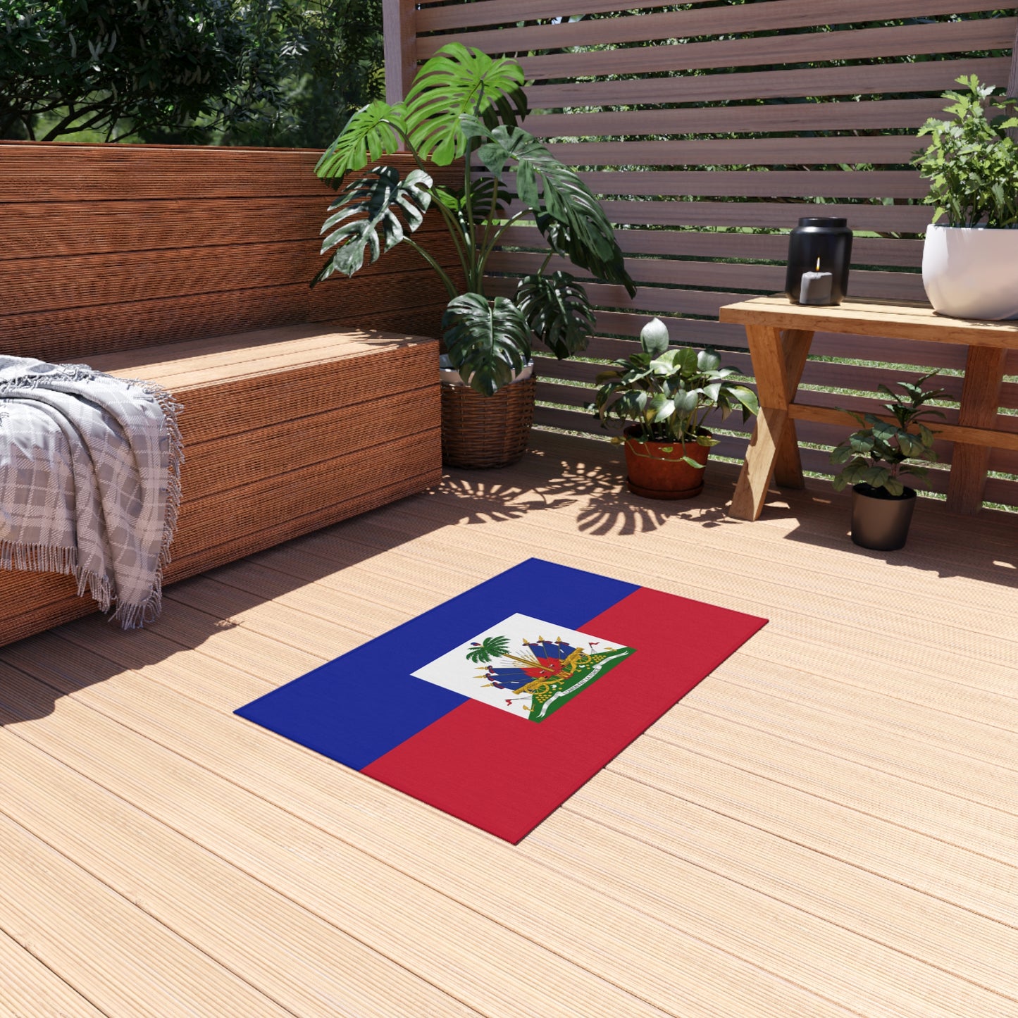 Flag Of Haiti Outdoor Non-Slip Door Mat | Port-Au-Prince | Carrefour | Delmas 73 | 24"x36"