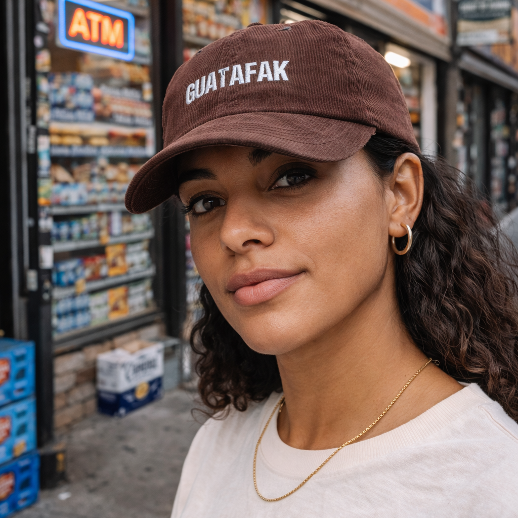 GUATAFAK 100% Corduroy Embroidered Dad Hat Cap | WTF Latino Slang | Adjustable Strap | Latino