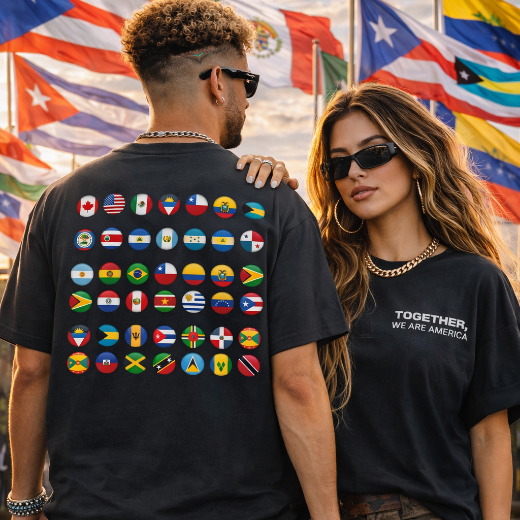 Together, We Are America T-shirt | All North, Central, & South American Flags | Unity Justice | Latino Pride Viral Tees