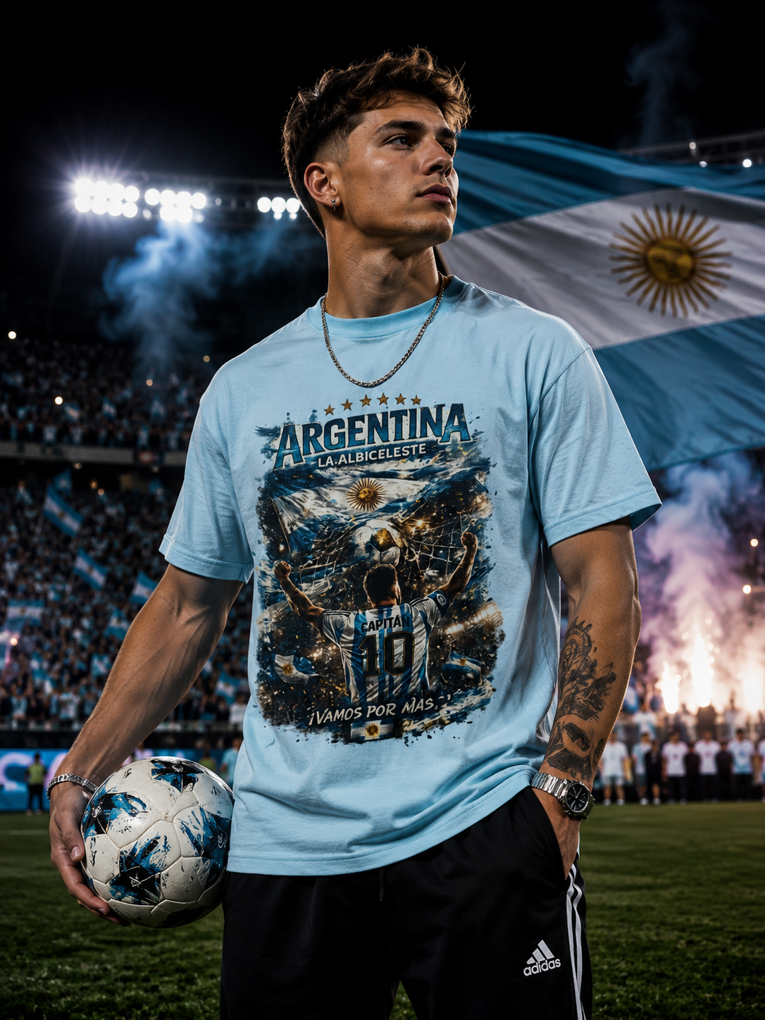 Viva Argentina LA ALBICELESTE 2026 Soccer Fan T-shirt | World Knockout Rounds Viral Latino Tees | Heavyweight Cotton