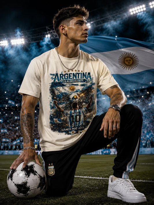 Viva Argentina LA ALBICELESTE 2026 Soccer Fan T-shirt | World Knockout Rounds Viral Latino Tees | Heavyweight Cotton
