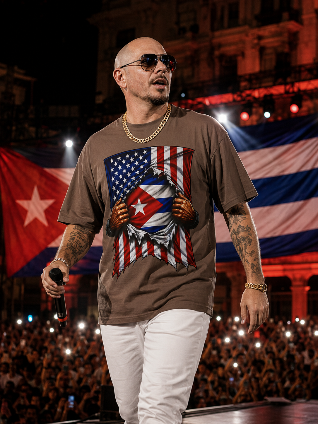 Cuba Flag + USA Flag Heritage T-shirt | Cuban + American Culture 4th Of July | Funny Viral Latino Tees | Heavyweight Cotton