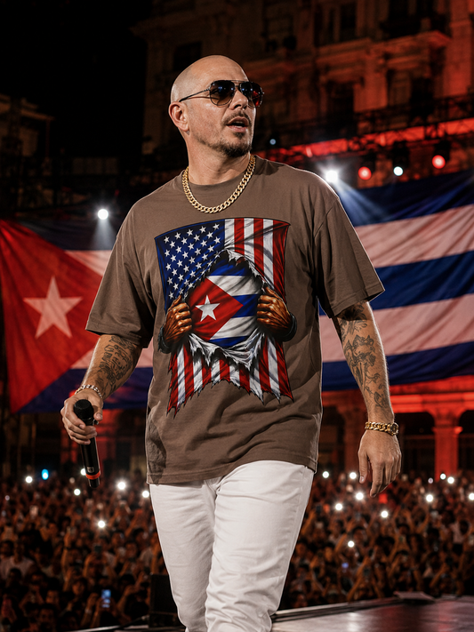 Cuba Flag + USA Flag Heritage T-shirt | Cuban + American Culture 4th Of July | Funny Viral Latino Tees | Heavyweight Cotton