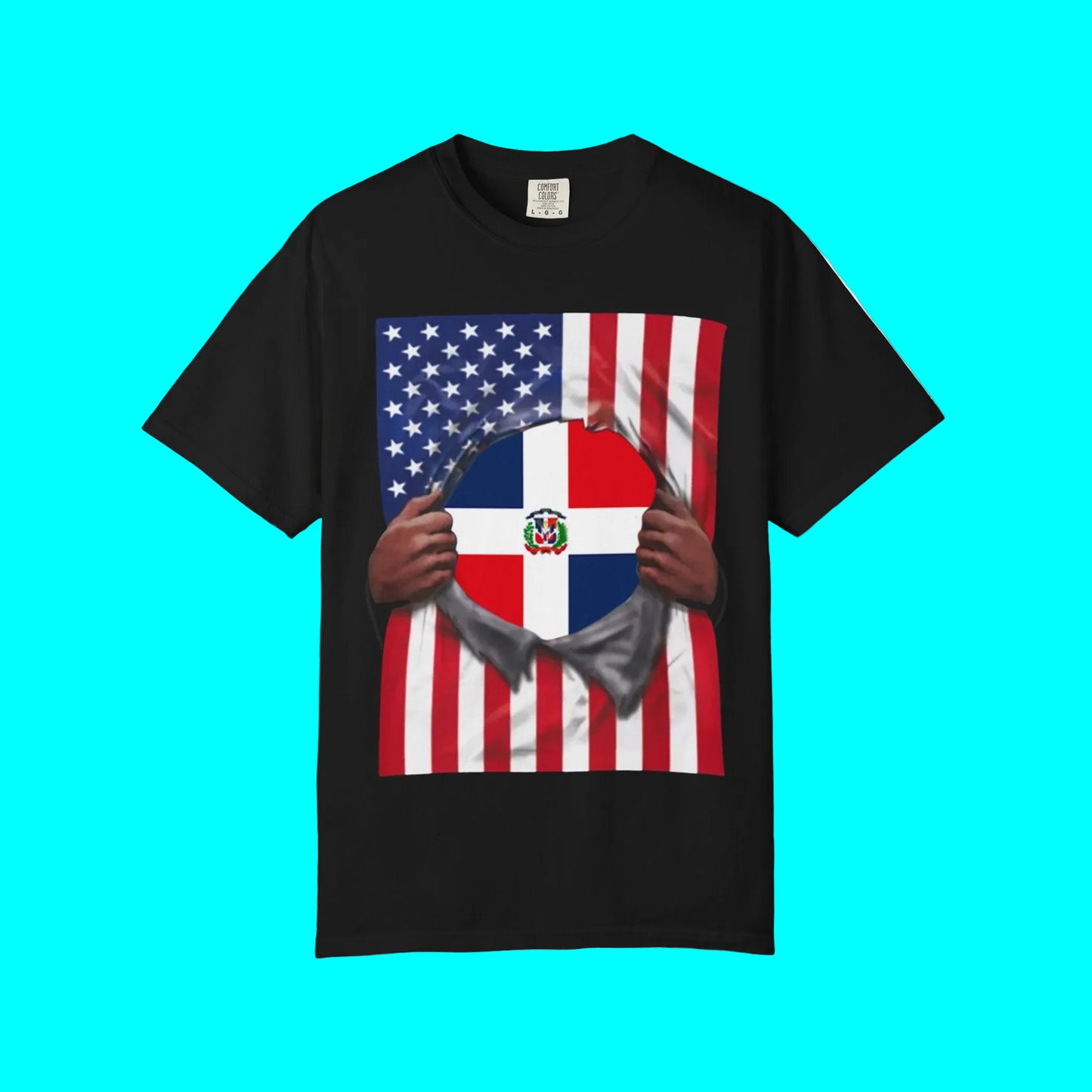 Dominican Republic Flag + USA Flag Pride T-shirt | Dominican + American Pride 4th Of July | Funny Viral Latino Tees | Unisex