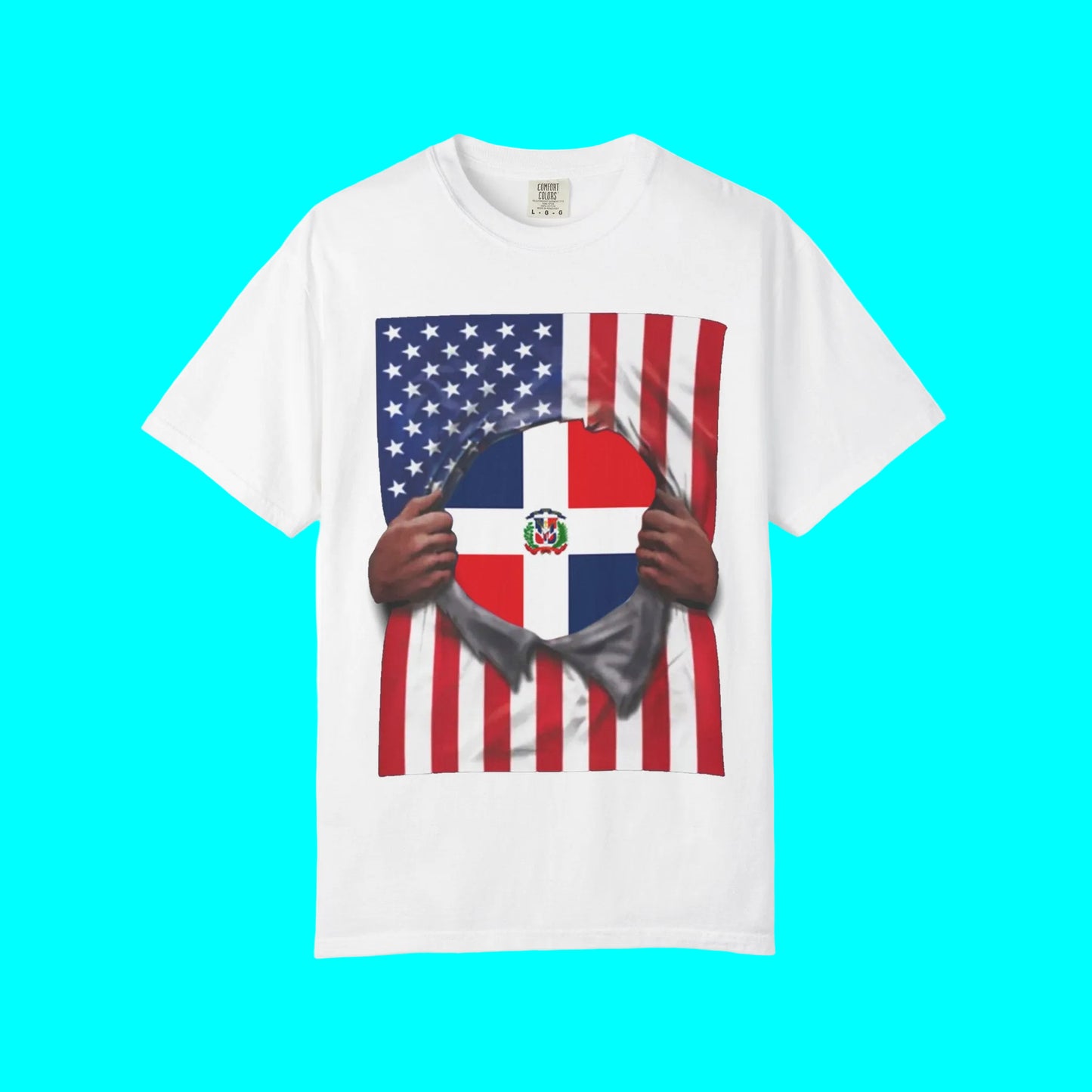 Dominican Republic Flag + USA Flag Pride T-shirt | Dominican + American Pride 4th Of July | Funny Viral Latino Tees | Unisex