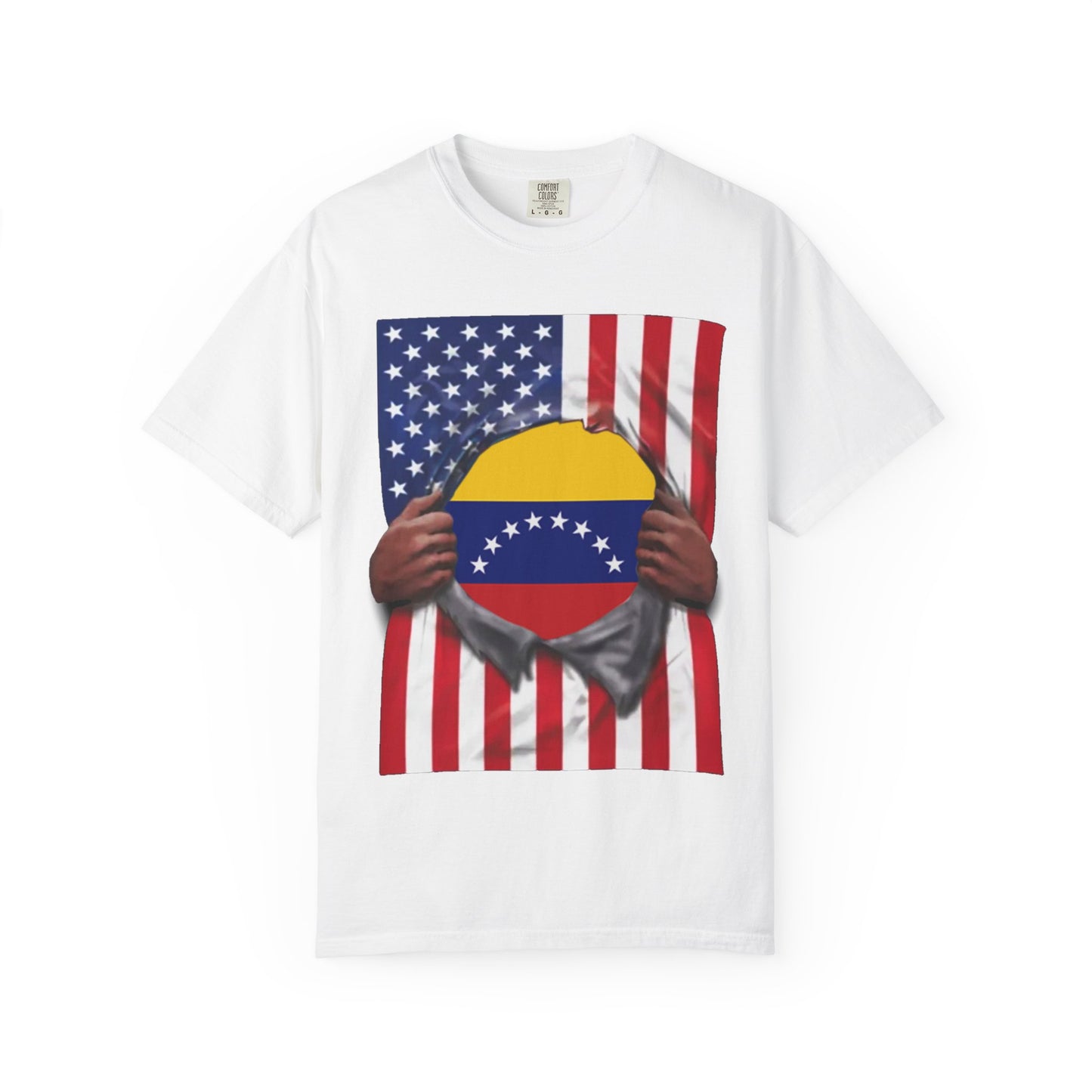 Venezuela Flag + USA Flag Pride T-shirt | Venezuelan + American Flag Rip 4th Of July | Funny Viral Latino Tees | Unisex - 4 Colors