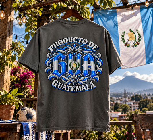 Producto De Guatemala Heritage T-shirt | Old English Style, GUA Guatemalteco Chapin Culture | Heavyweight Cotton