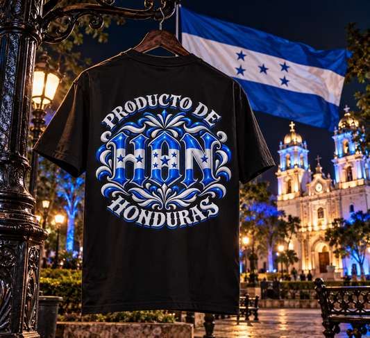 Producto De Honduras Heritage T-shirt | Old English Style, HON Hondureño Culture | Heavyweight Cotton